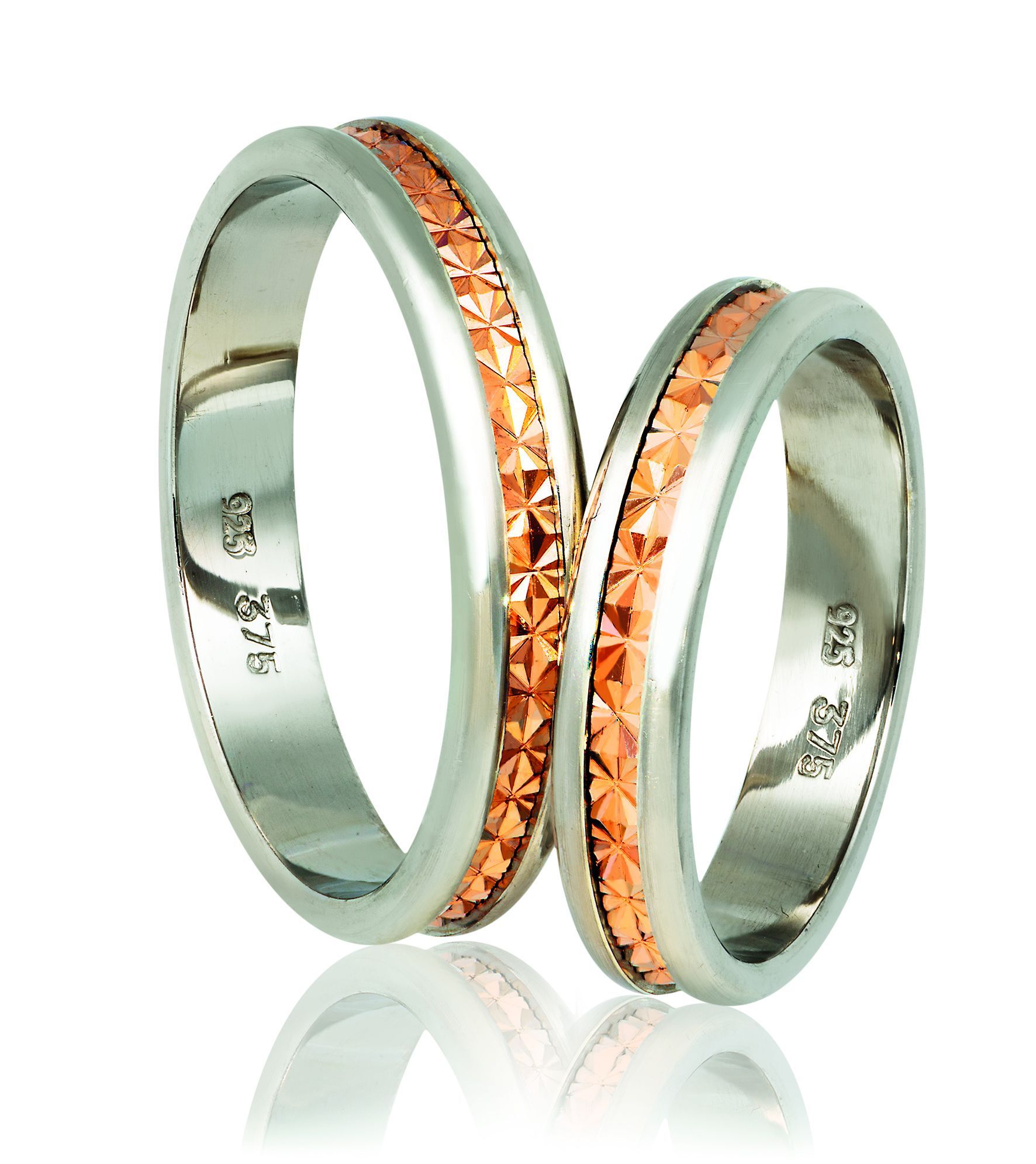 White gold & rose gold wedding rings 4.3mm (code A75r)